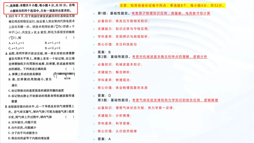 2025年物理真题评析及复习建议(安徽卷) 第3张