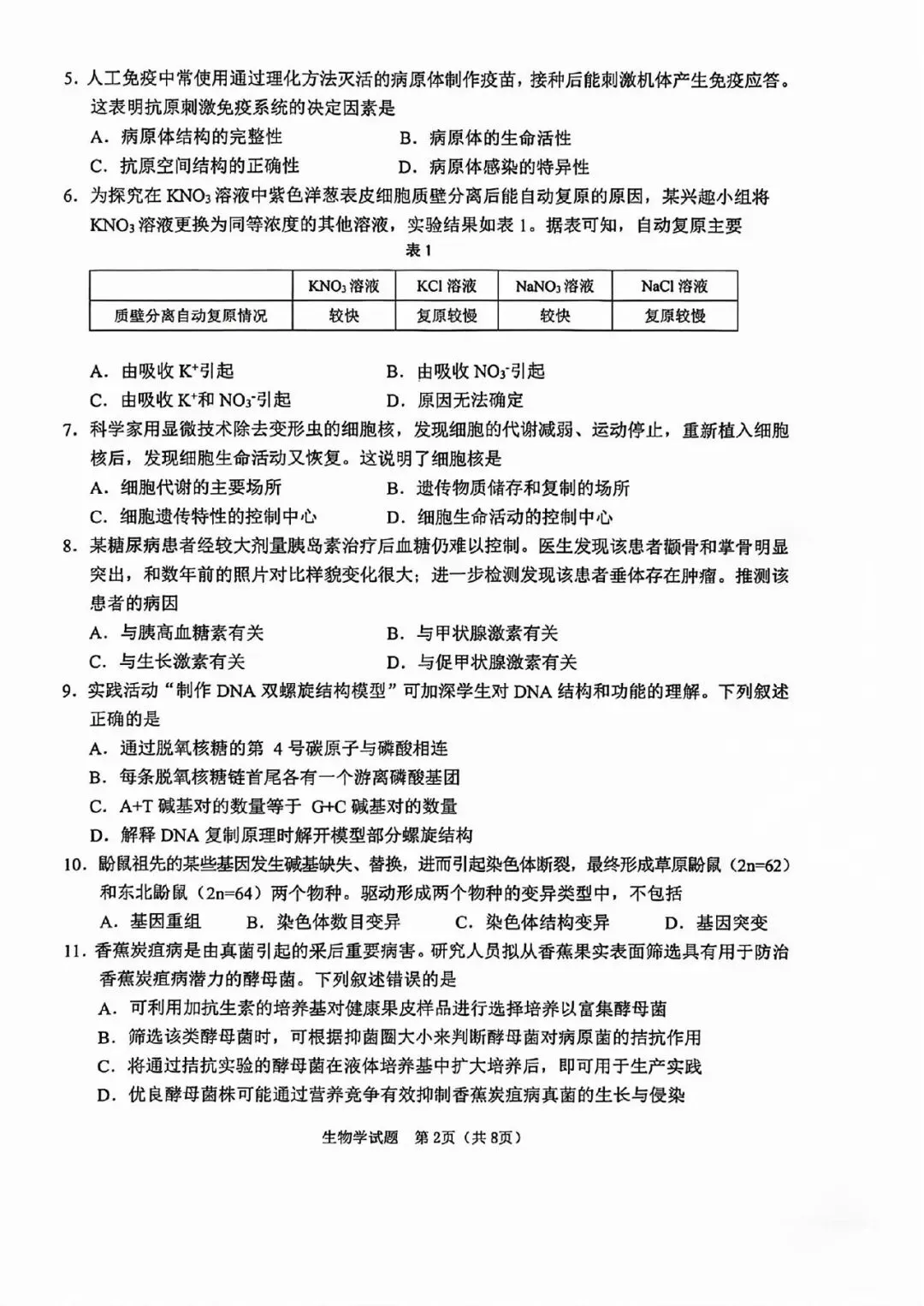 NO:1144M 2026届江门市高考模拟考试生物学试题和答案(2026江门一模) 第2张