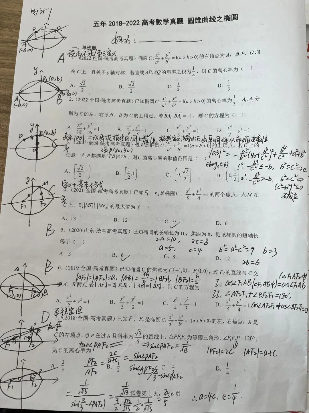 7道圆锥曲线高考真题分析及思考 第1张