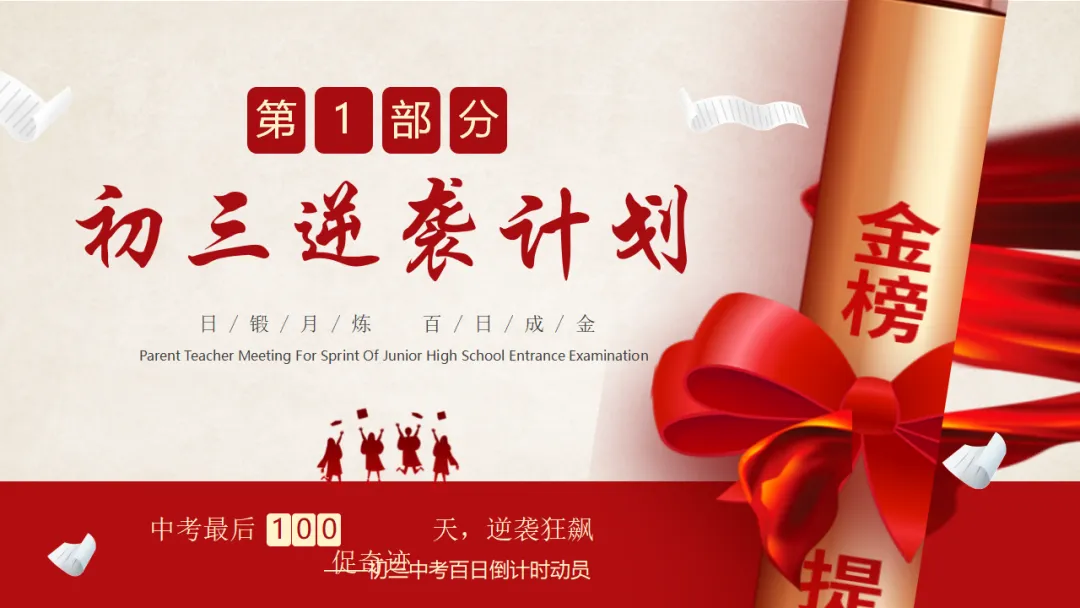 【初三】中考百日誓师家长会:日锻月炼,百日成金(17页PPT) 第3张