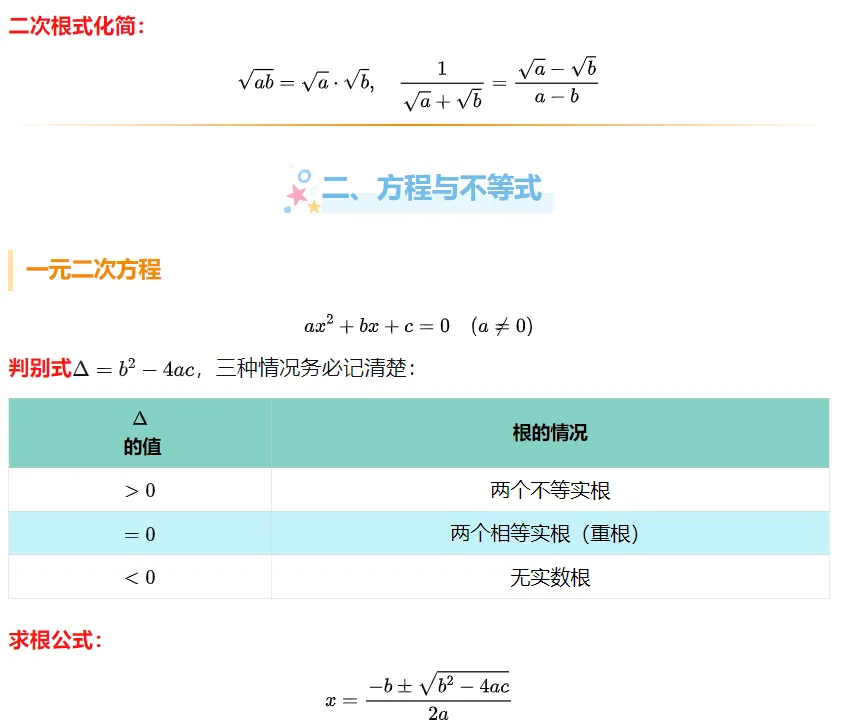 中考数学必考知识点总结 第4张