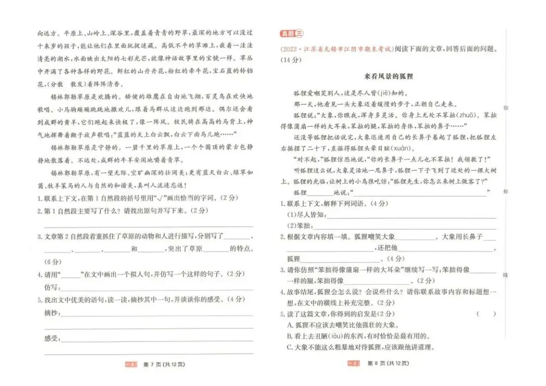 《一本同步阅读真题卷》人教版语文小学1-6年级下册/电子版可下载 第5张