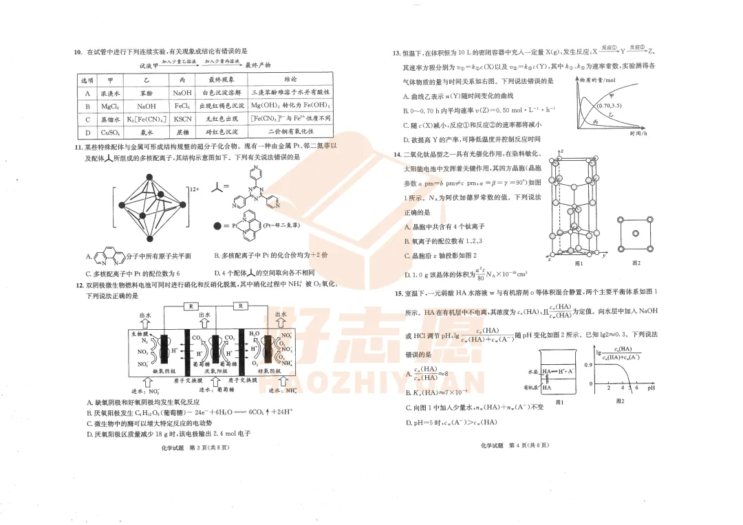 更新┃2026届成都二诊化学真题+答案 第3张