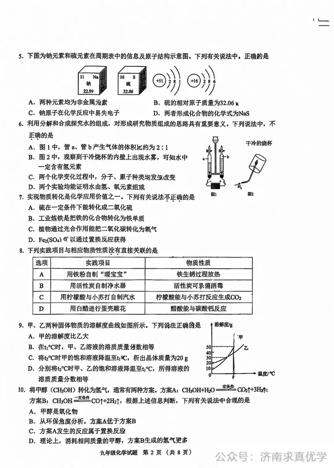 【模拟】2026年历城区中考第一次模拟考试化学试卷 第2张