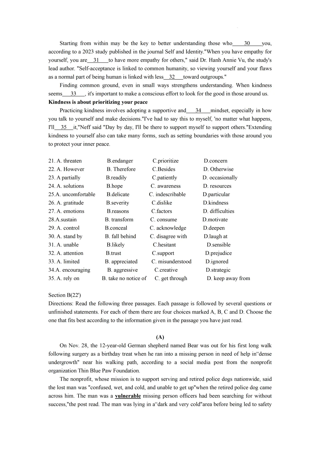 上海市南洋中学高三英语月考试卷(2026.3) 第3张