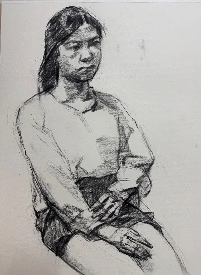 【素描带画】湖南科技大学25真题:素描半身像写生绘画步骤示范!内含免费课程~ 第5张