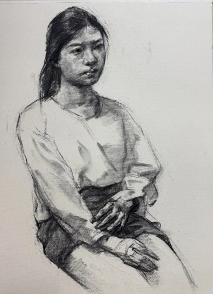 【素描带画】湖南科技大学25真题:素描半身像写生绘画步骤示范!内含免费课程~ 第6张