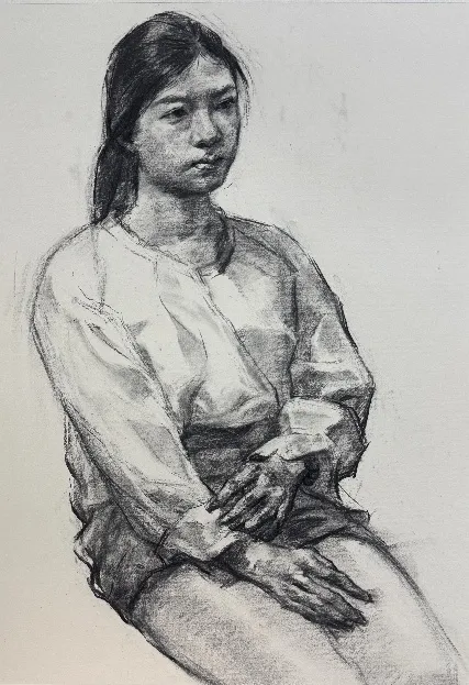 【素描带画】湖南科技大学25真题:素描半身像写生绘画步骤示范!内含免费课程~ 第7张