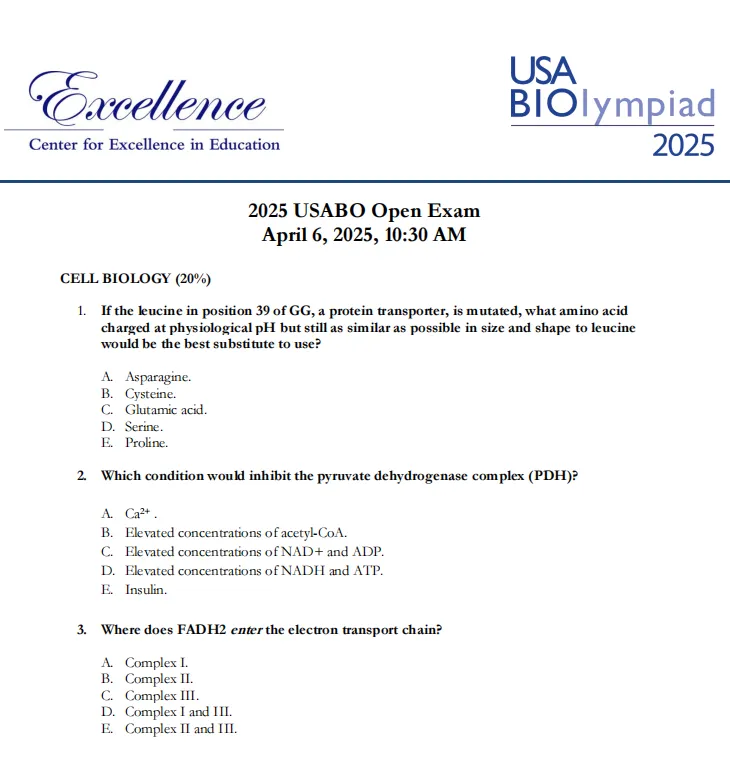 USABO开赛倒计时9天!近10年真题(2015~2025)+答案高清版下载 第3张