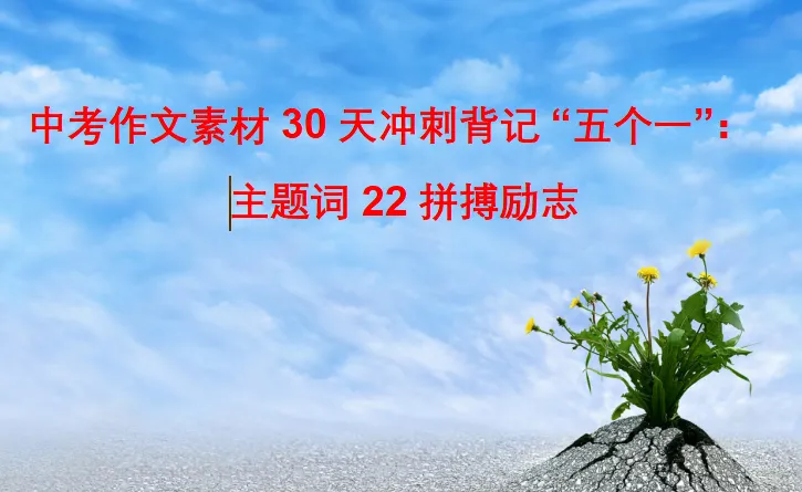 中考作文素材 30 天冲刺背记 “五个一”:主题词 22 拼搏励志 第2张