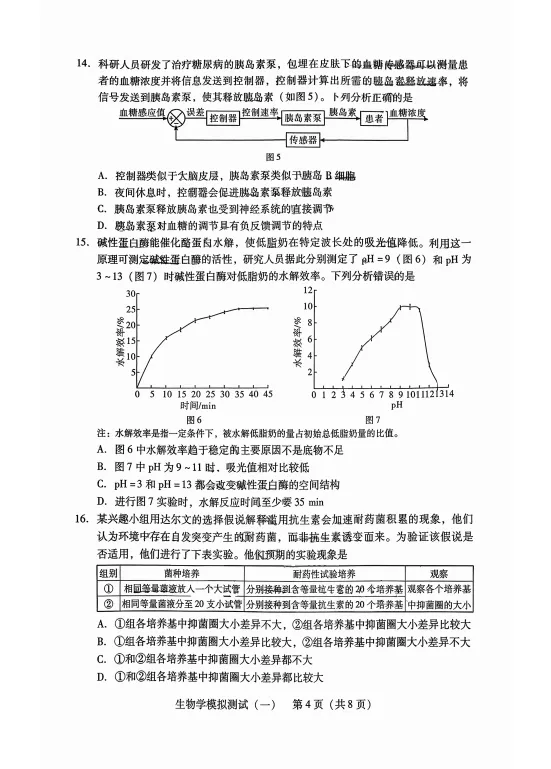 2026届广东一模生物试卷与答案 第4张