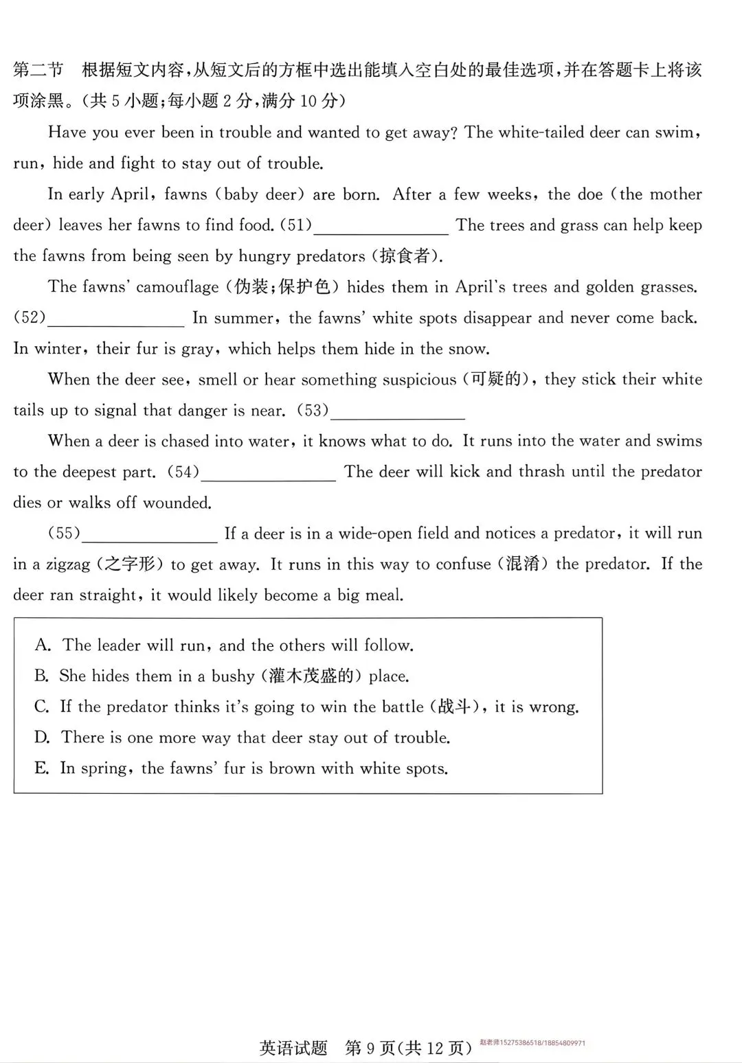2025年泰安市中考英语真题 第9张