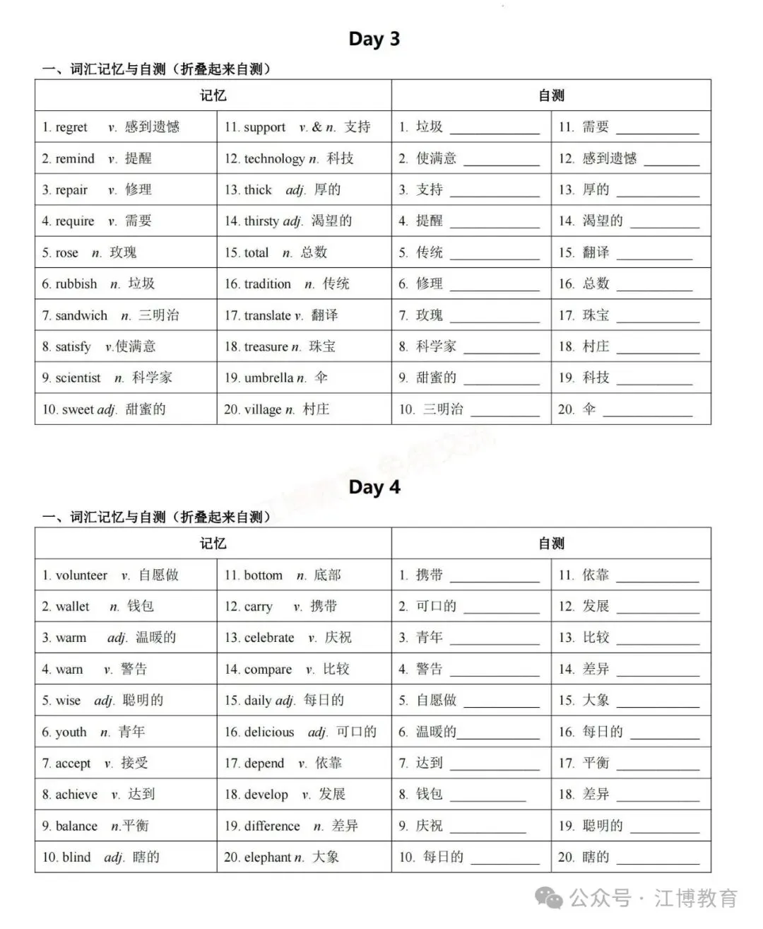 中考英语高频词汇24天背完,这本背默手册太好用了! 第5张