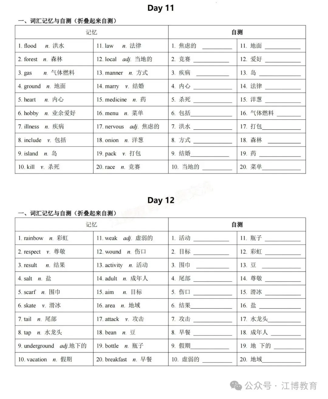 中考英语高频词汇24天背完,这本背默手册太好用了! 第9张