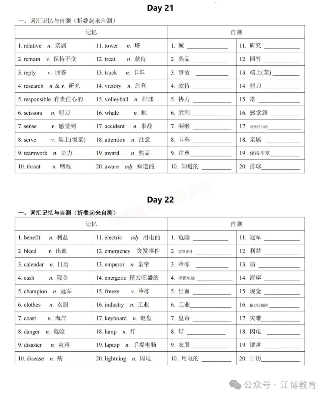 中考英语高频词汇24天背完,这本背默手册太好用了! 第14张