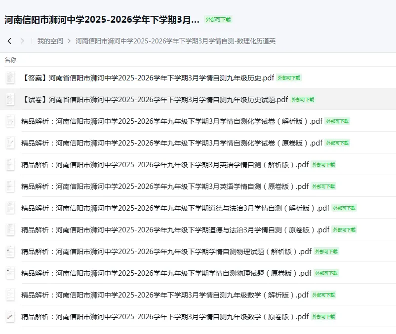 【试卷速递】2026最新试卷汇集-省实验历政/驻马店遂平一模/浉河区一模/九年级资料大全 第5张