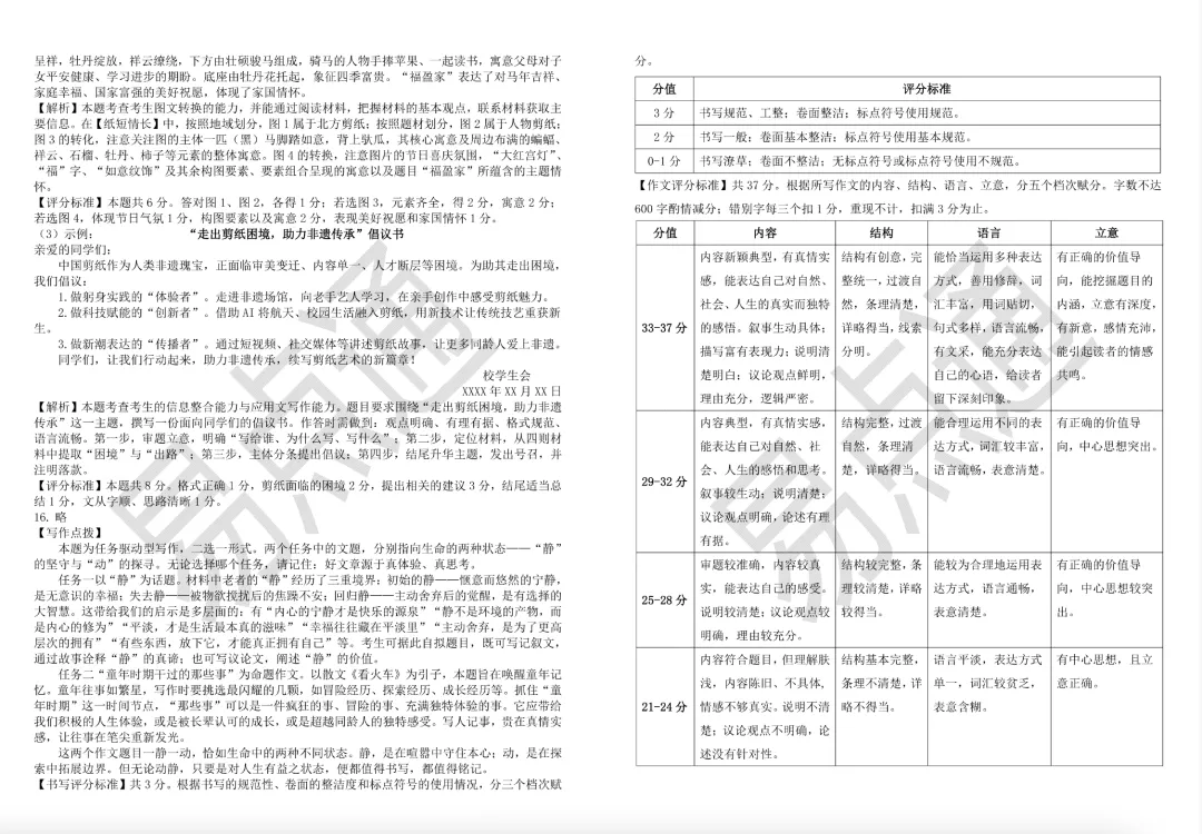 2026年山西初中学业水平测试靶向模考(一)语文试题及答案,附原创2篇作文 第8张