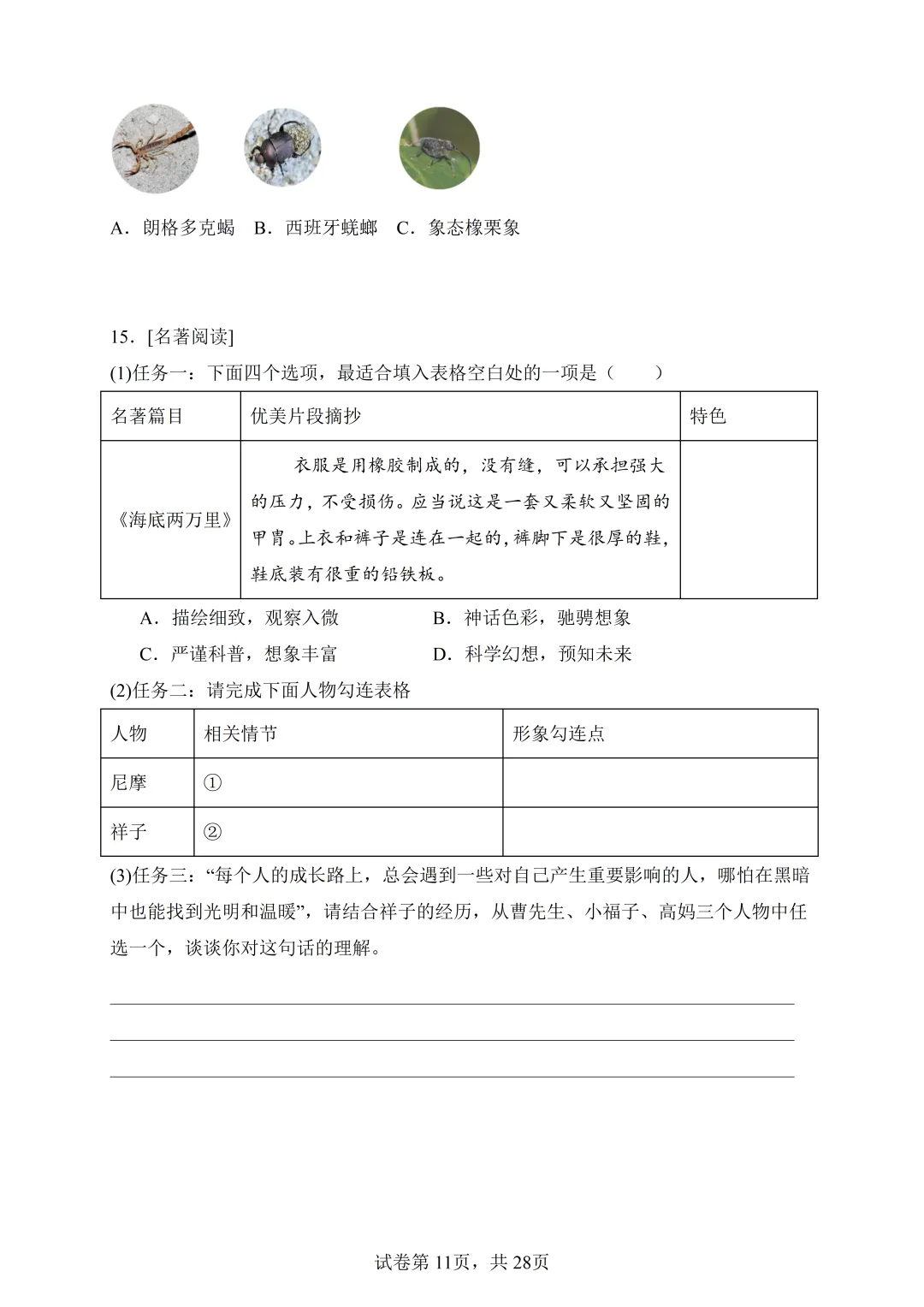 中考语文-名著综合专题训练(模拟卷+真题卷) 第15张