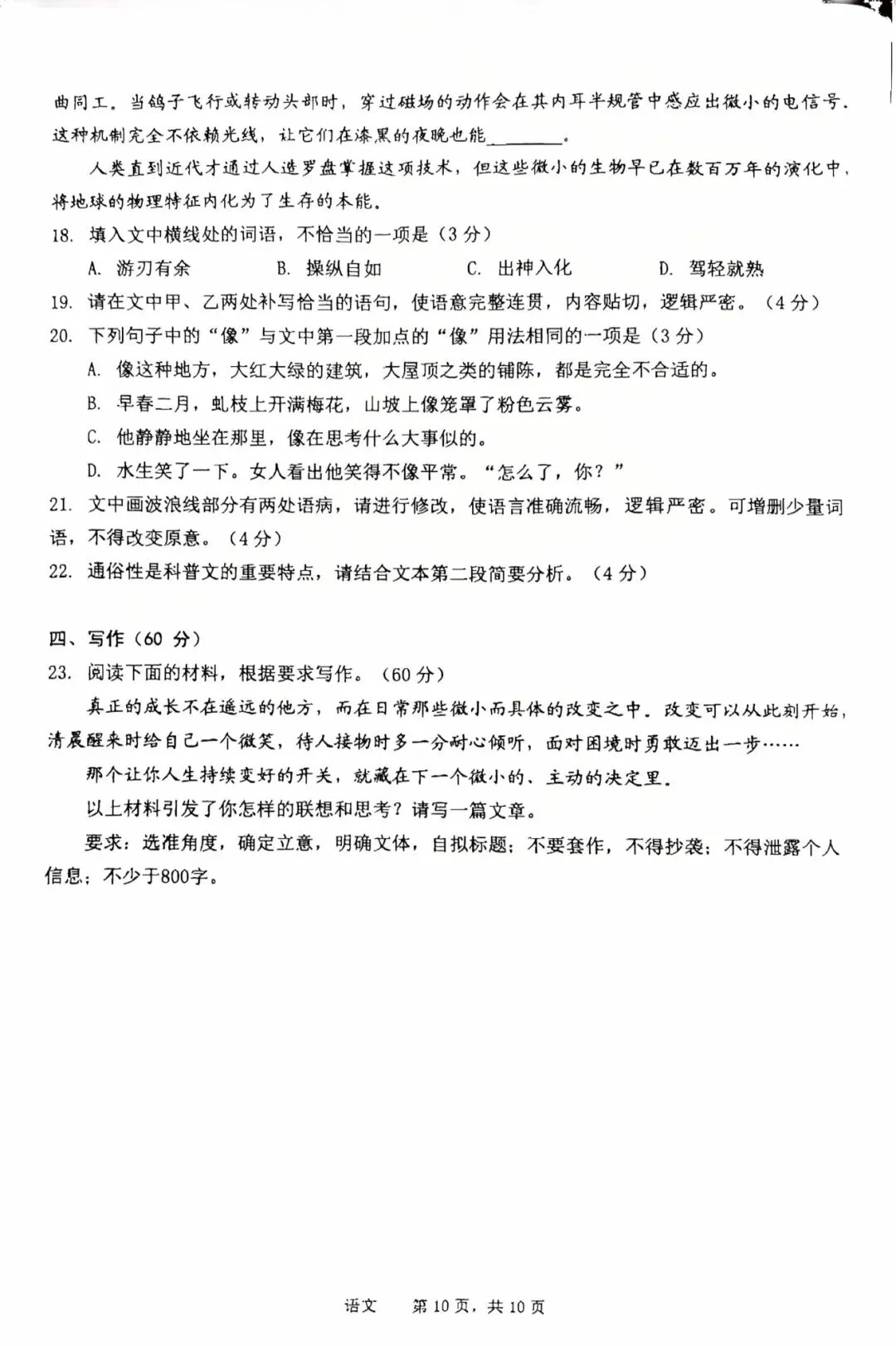 2026届池州市高三年级二模语文试卷 第10张