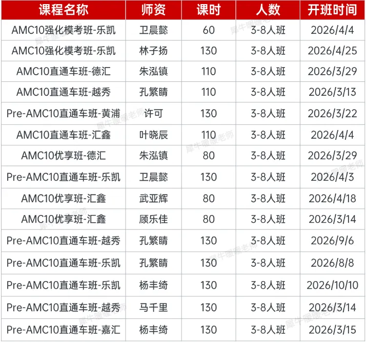 AMC10数学竞赛真题:2010-2025年AB卷含答案解析,附AMC10培训班 第8张