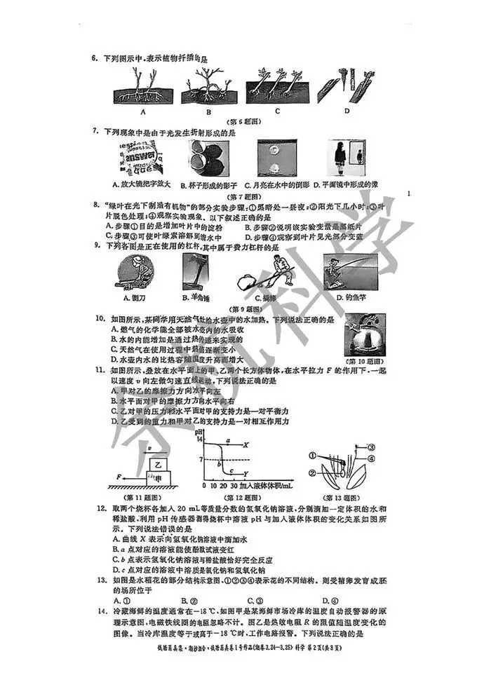 【中考模拟】2026.3 宁波钱塘甬真潮卷(附答案) 第7张 【中考模拟】2026.3 宁波钱塘甬真潮卷(附答案) 第7张