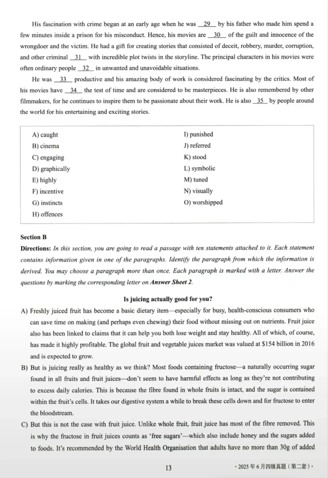 大学英语四级考试2025年6月真题(第一套)解析、大学英语四级考试2025年6月真题(第二套) 第12张