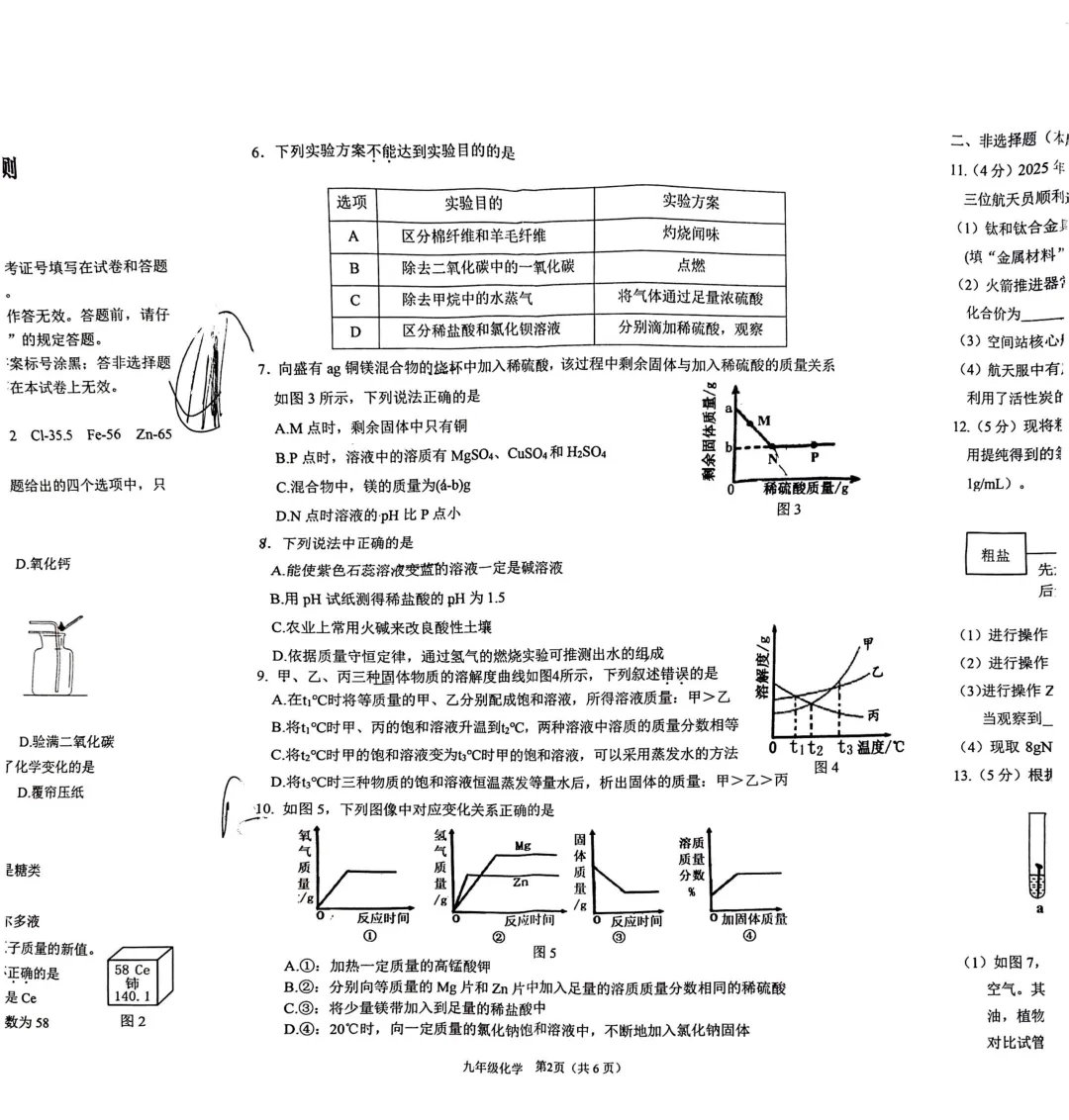 中考一模 | 2026年中考桥西区一模考试-化学 第2张