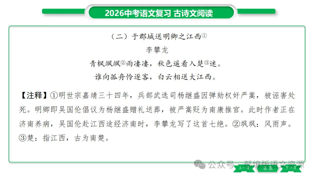 2026中考语文复习:课外古诗主题分类整合ppt 第29张