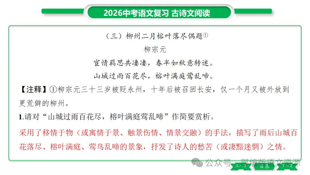 2026中考语文复习:课外古诗主题分类整合ppt 第46张