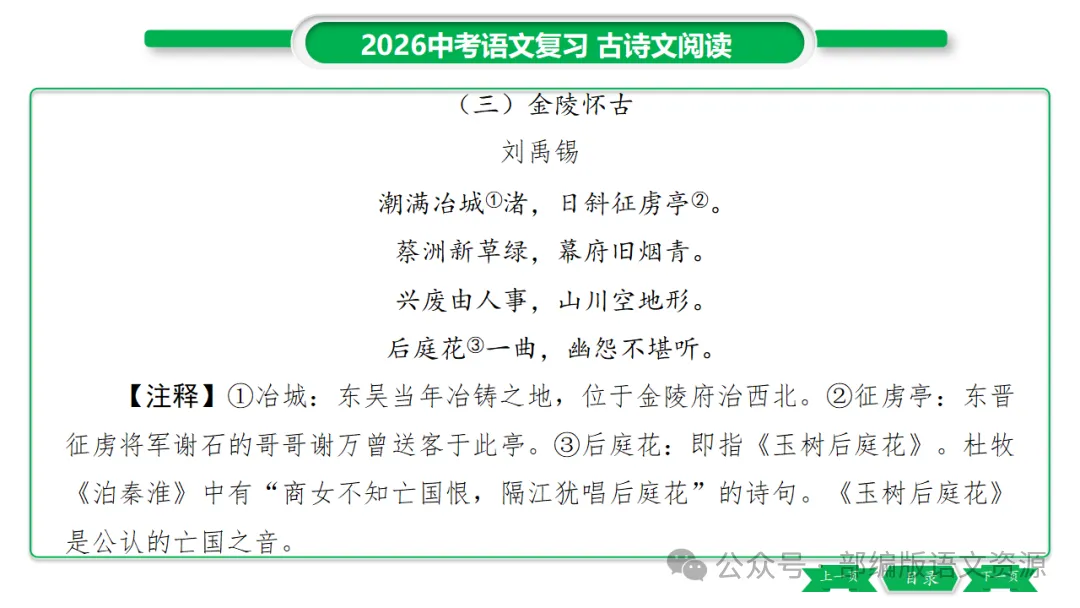 2026中考语文复习:课外古诗主题分类整合ppt 第54张