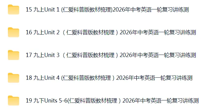 中考一轮复习仁爱英语【九年级教材梳理】 第1张