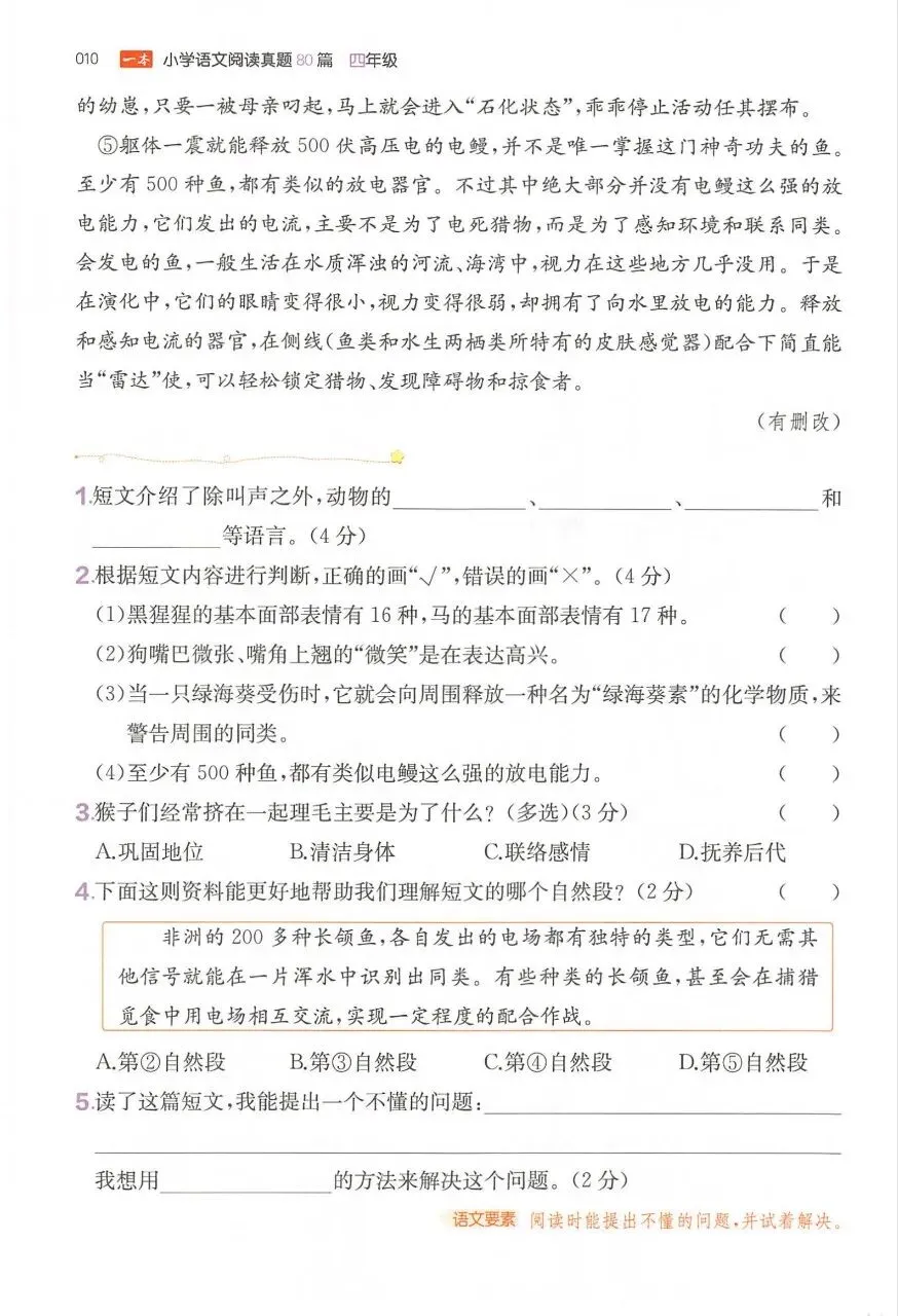 26版小学语文《一本阅读真题80篇》123456年级 第13张 26版小学语文《一本阅读真题80篇》123456年级 第13张