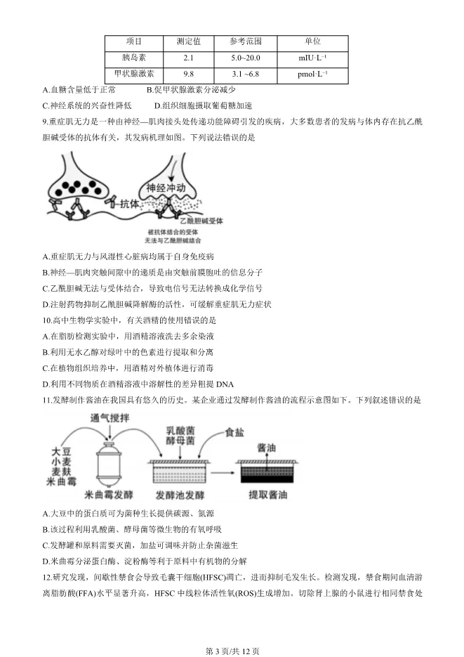 2025北京房山高三一模生物试卷(有答案) 第3张