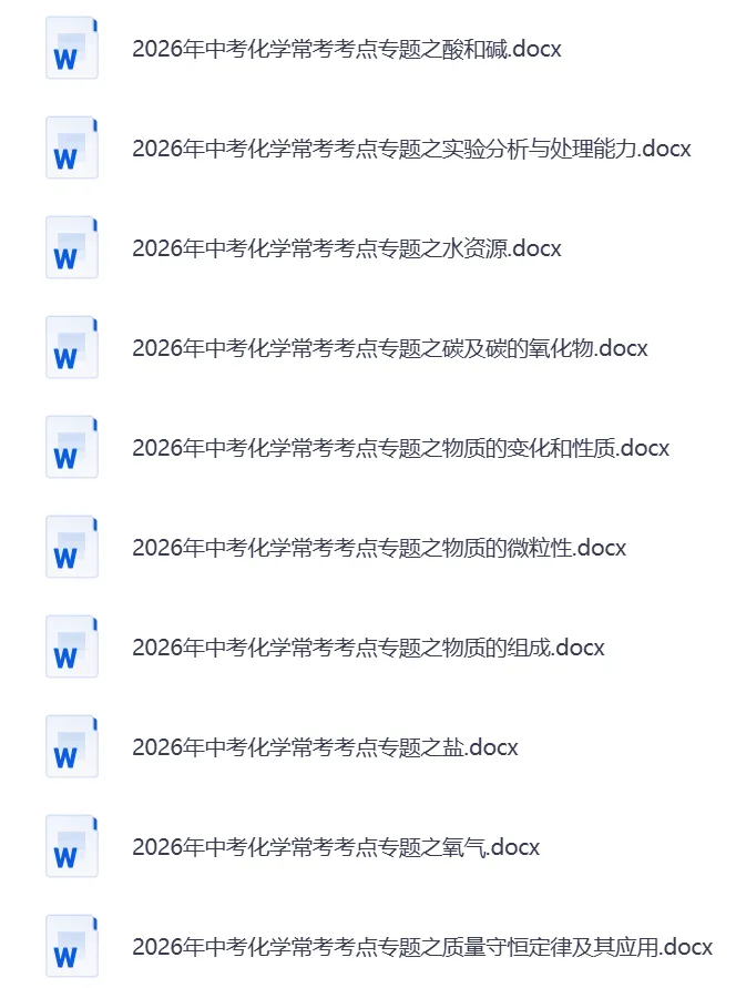 2026年中考化学考点《中考常考考点专题资料》 | 可下载打印 第3张