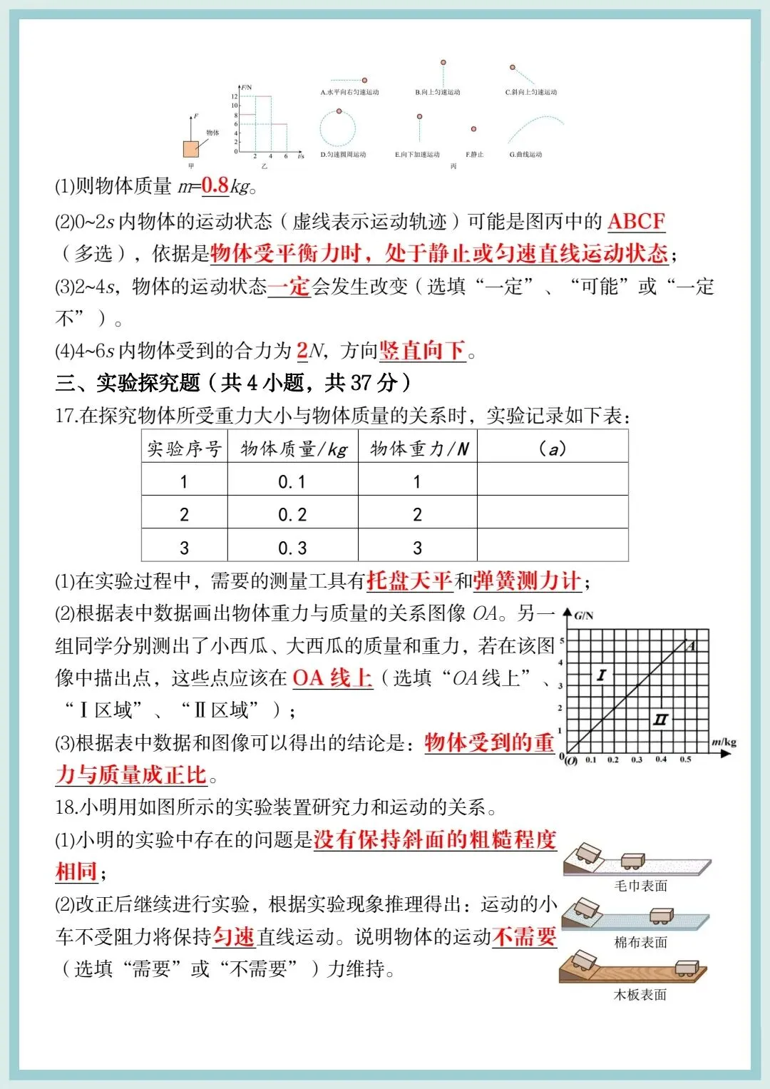 2026春八年级下册物理第一次月考真题试卷,电子版可打印! 第7张 2026春八年级下册物理第一次月考真题试卷,电子版可打印! 第7张