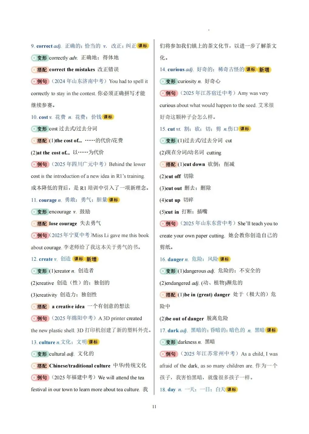 中考高频词汇变形归纳背默Day1-Day10 第13张