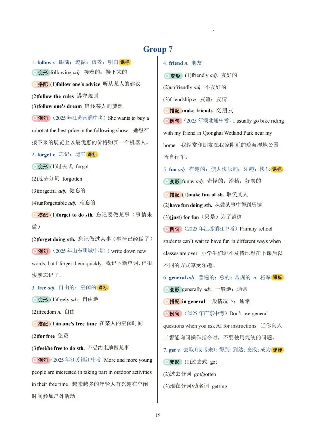 中考高频词汇变形归纳背默Day1-Day10 第20张