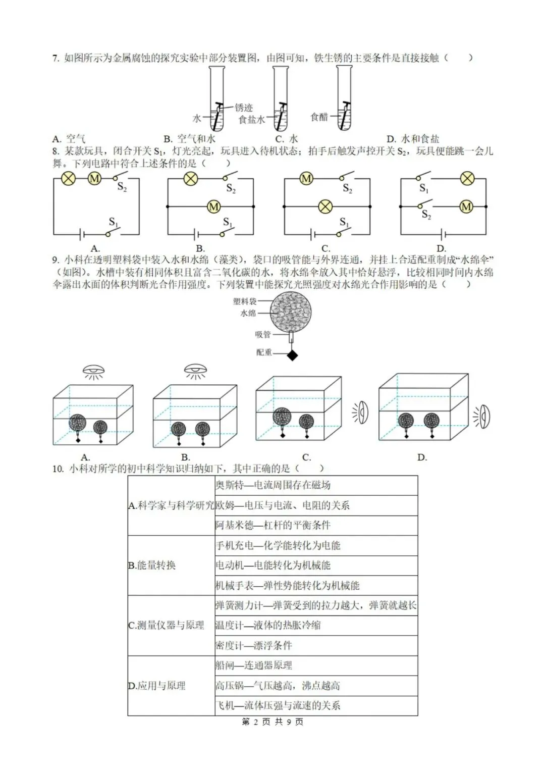 25年杭州中考 | 科学试卷独家分析 第8张