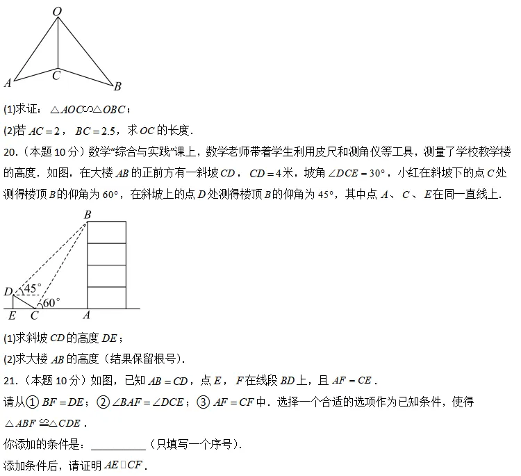 中考数学一轮复习|专题(四)三角形・阶段检测 第7张