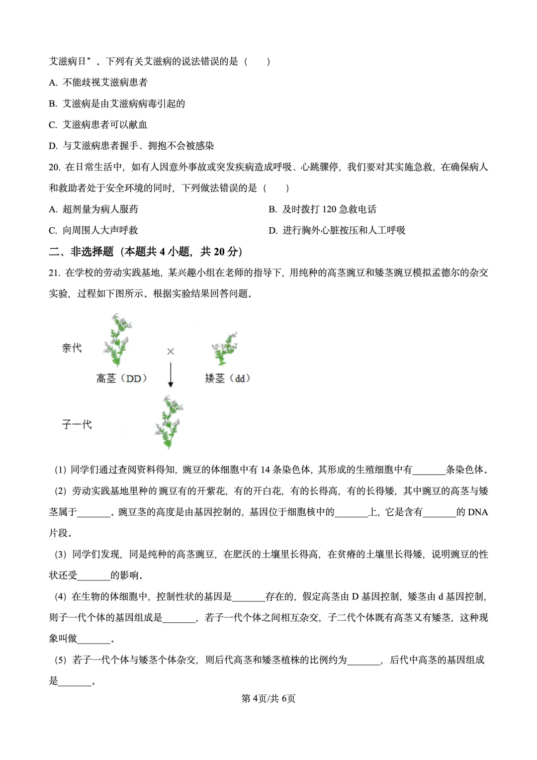 2025年宁夏中考生物试题(30分) 第4张