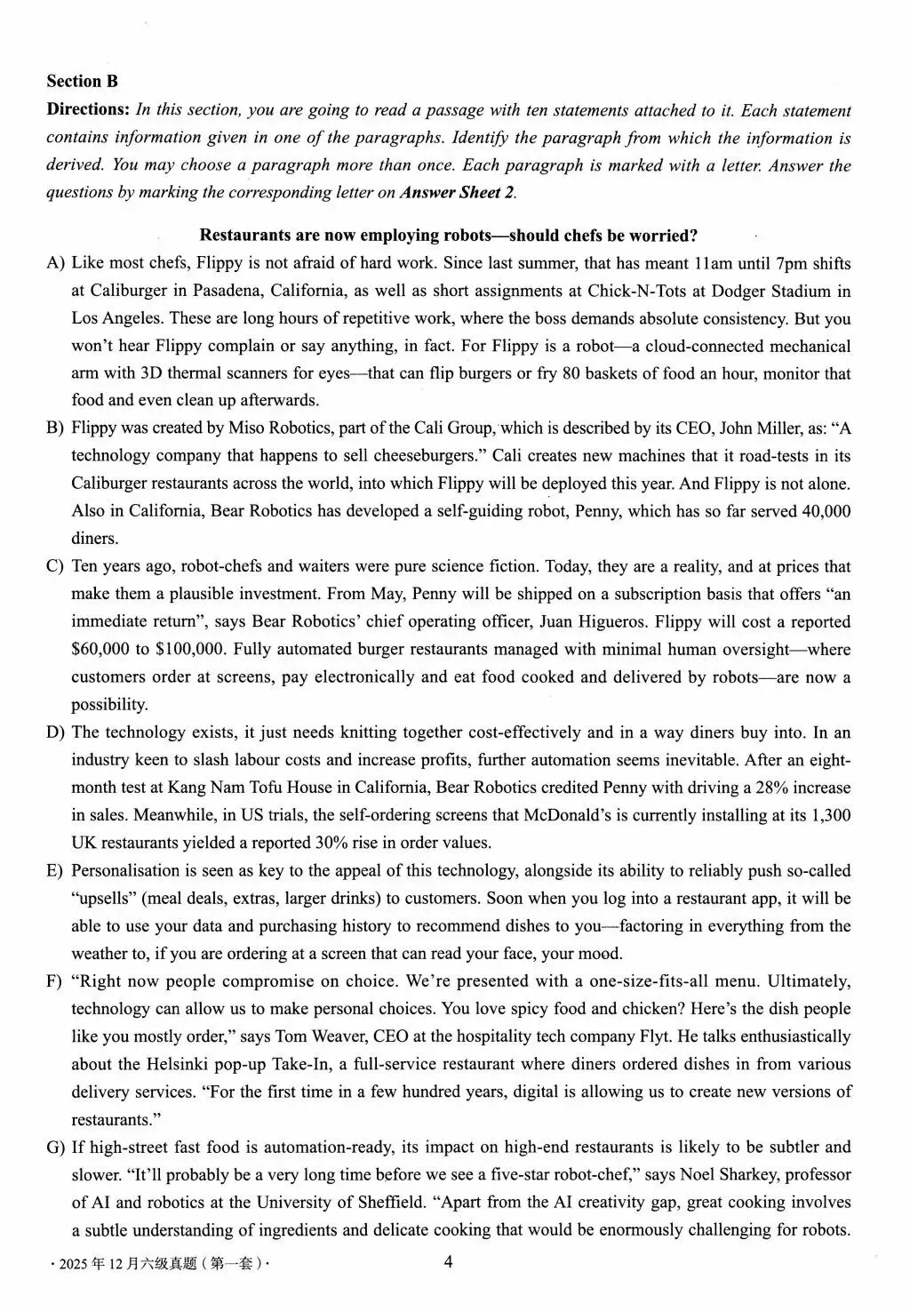 2025年12月大学英语六级真题(第1套) 第4张