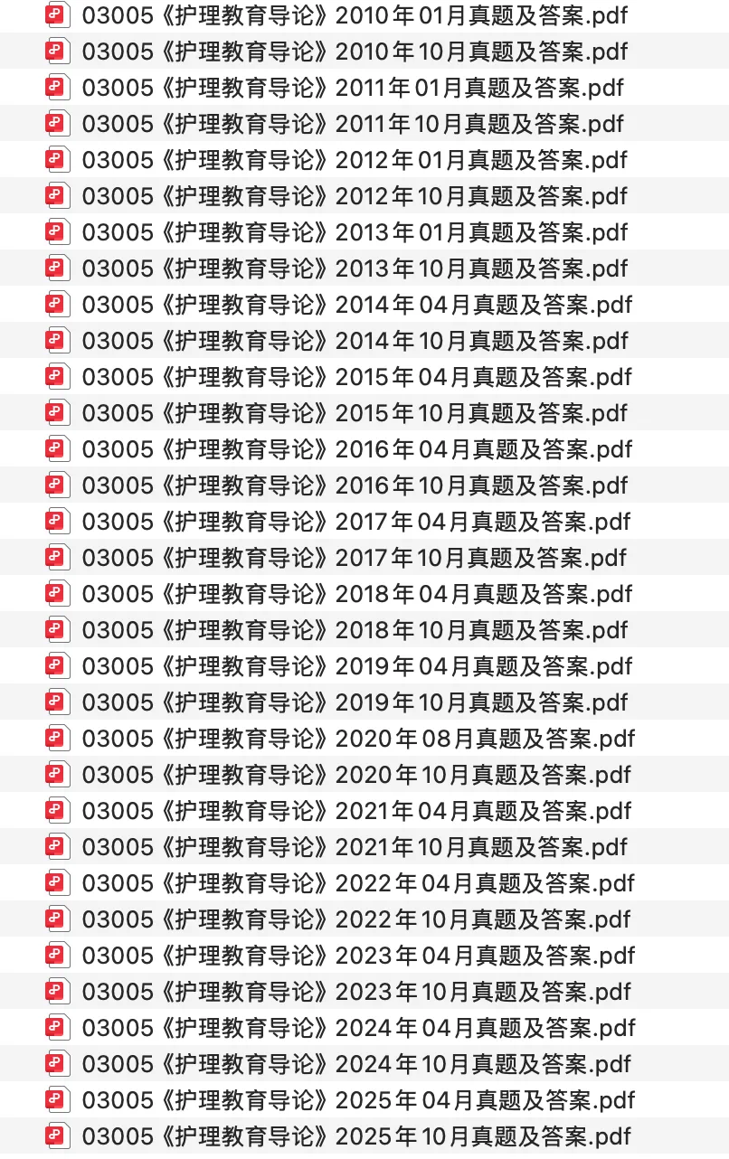 收藏!03005《护理教育导论》历年真题及答案(2010-2025)电子档,护理准本科生必看! 第1张 收藏!03005《护理教育导论》历年真题及答案(2010-2025)电子档,护理准本科生必看! 第1张
