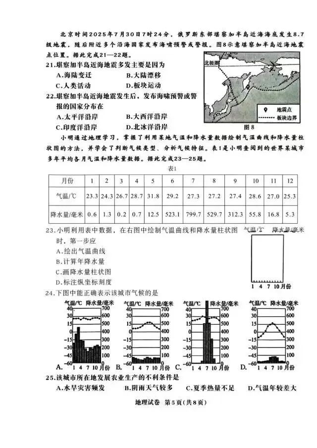 【地生摸底】2026河北省生地摸底试卷 第5张
