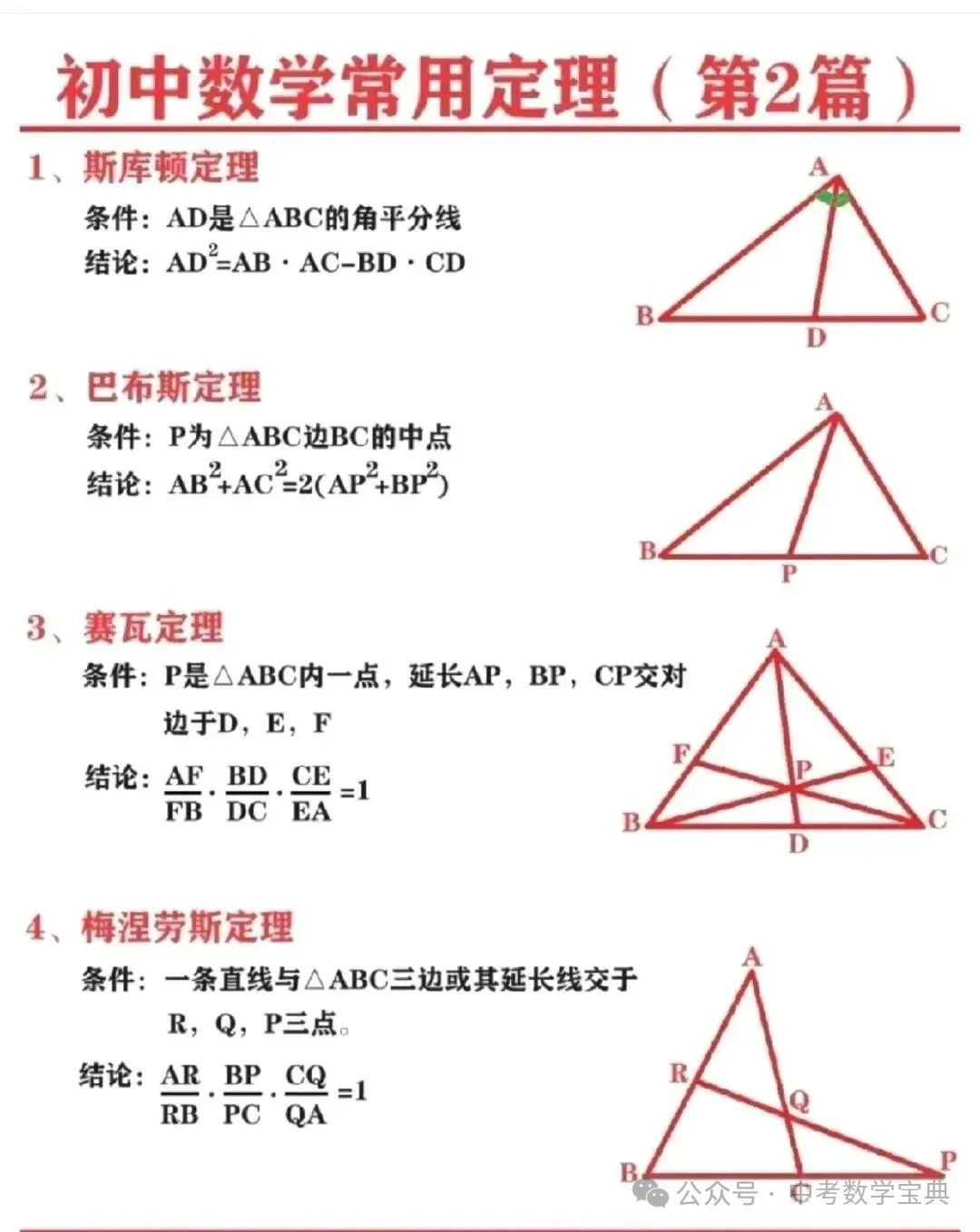 中考数学:公式定理知识点总结必备笔记 第7张