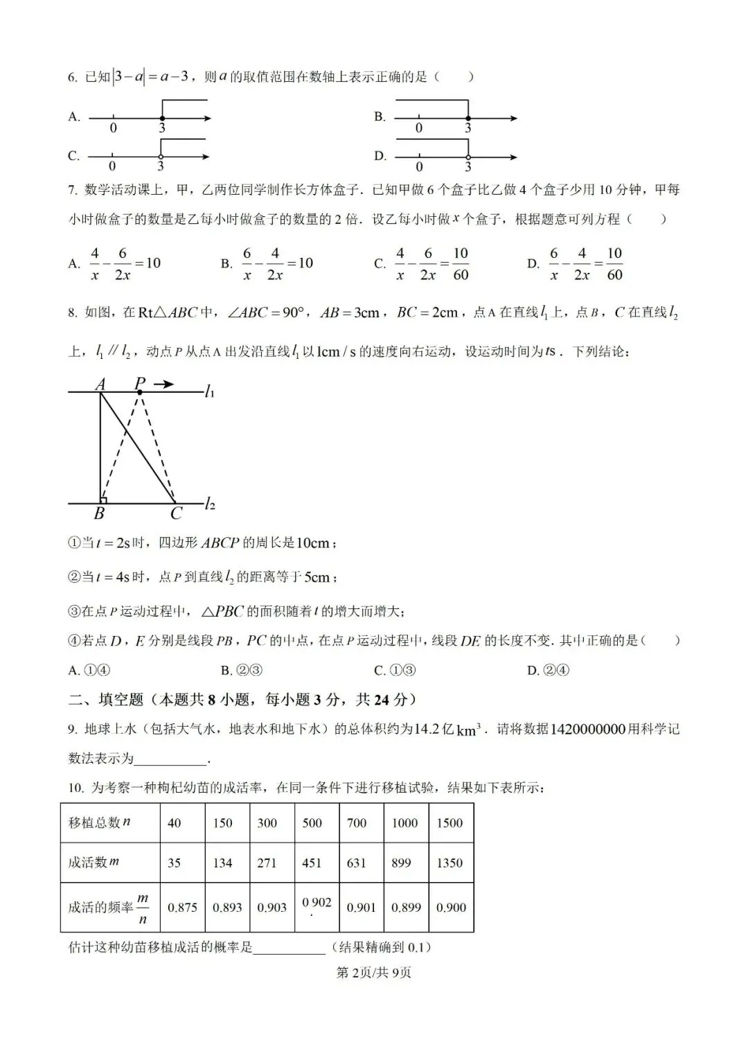 【数学试卷】2024年宁夏省中考真题 第4张