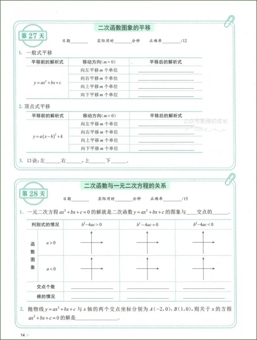 中考数学|2026年中考数学《知识考点总复习每日一练》共72天,电子版可下载打印! 第14张