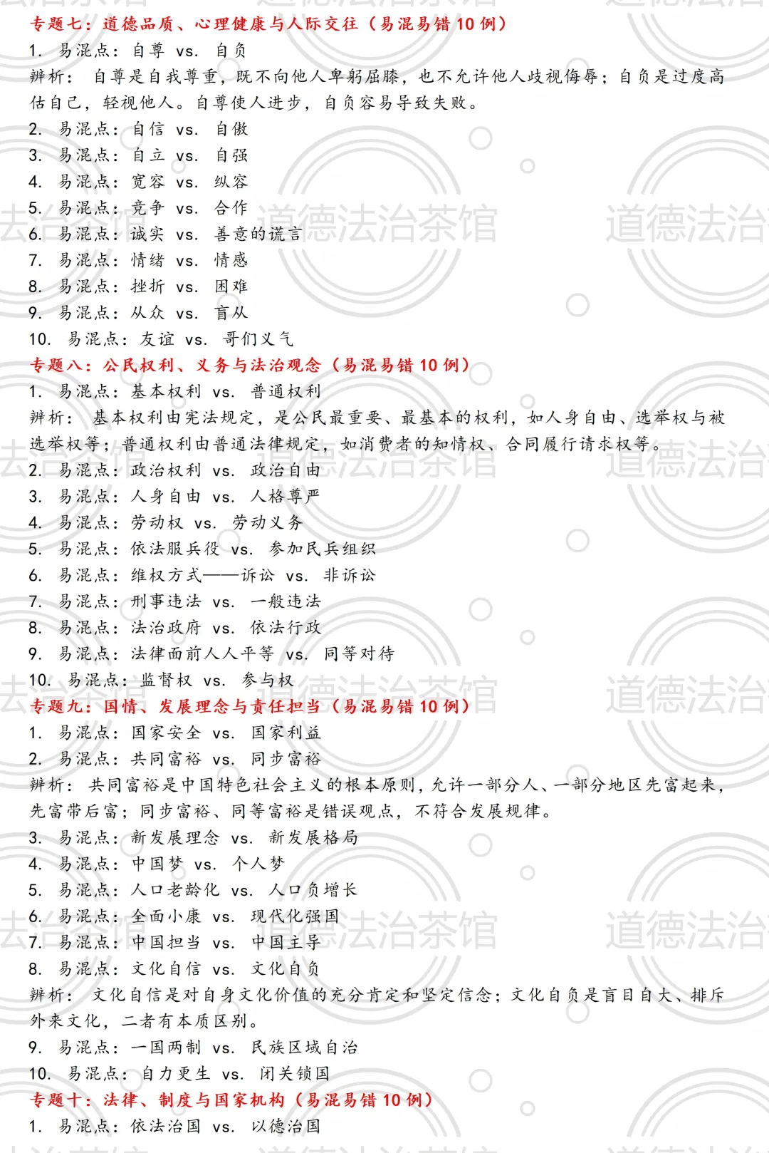 中考道法别在“易混淆”上丢分!100组高频考点辨析,考前必看! 第1张
