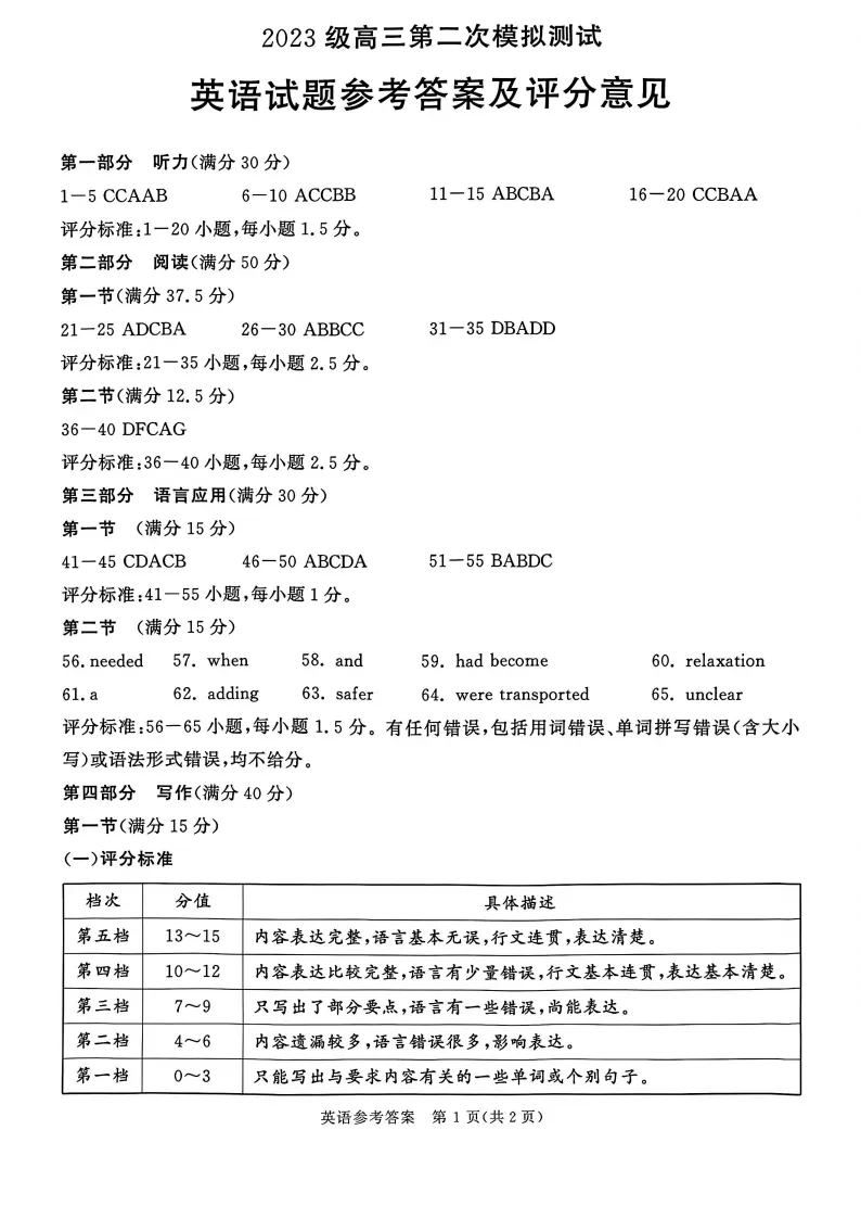 九科全!2026成都二诊各科试卷及答案汇总 第47张