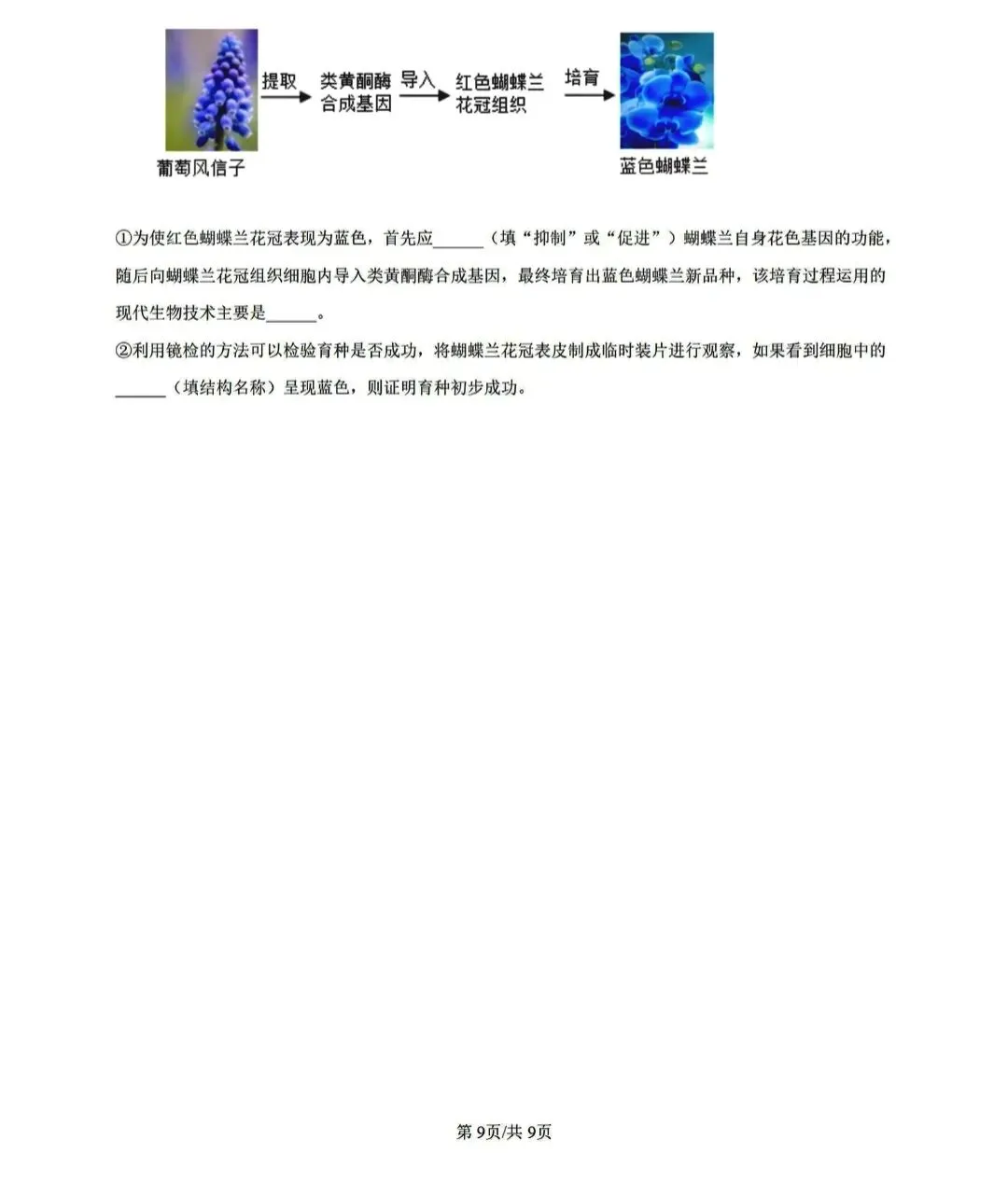 湖南生物中考模拟试卷 第9张