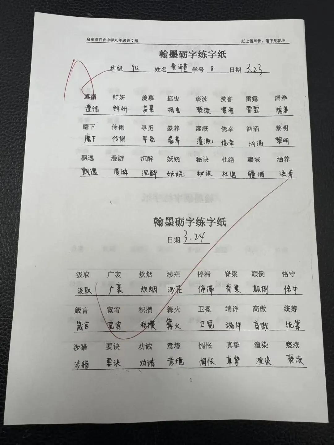 【360°融心课堂】墨润中考,以书提质——百杏中学九年级 “翰墨砺字” 书写工程作品展(第二期) 第19张